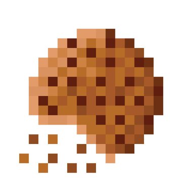 Çikolata parçacıklı kurabiye pikseli resim. Vektör resmi.