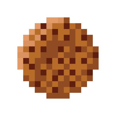 Çikolata parçacıklı kurabiye pikseli resim. Vektör resmi.