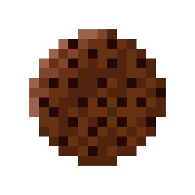 Çikolata parçacıklı kurabiye pikseli resim. Vektör resmi.