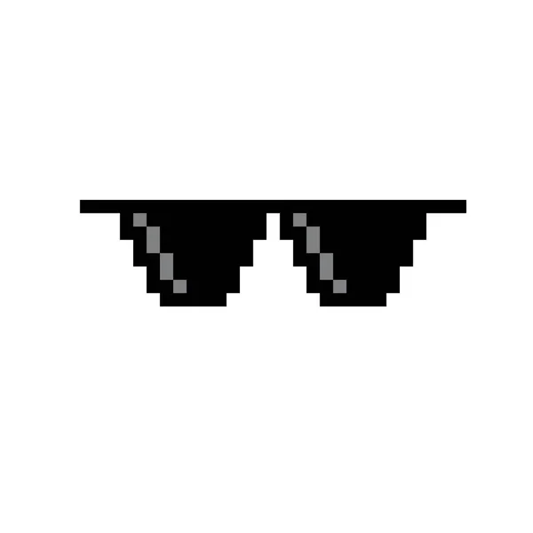 Black Glasses Pixel Art — Stock Vector