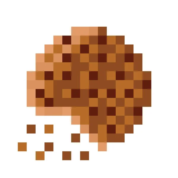 Chocolate Chip Cookies Pixel Art Vector Picture — ストックベクタ