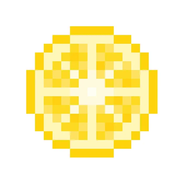 Лимонний Піксель Мистецтва Лимонні Шматочки Векторні Ілюстрації — стоковий вектор