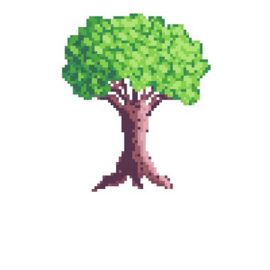 Ağaç pikselinin tasarımı. Ağaç piksel sanatı.