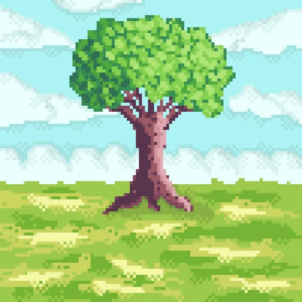 Illustration of Tree Pixel design. Tree pixel art.