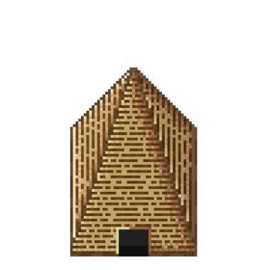 Çöl pikseli sanatı. Piramit pikseli. Vektör resmi.