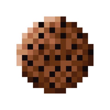 Çikolata parçacıklı kurabiye pikseli resim. Vektör resmi.