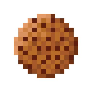 Çikolata parçacıklı kurabiye pikseli resim. Vektör resmi.