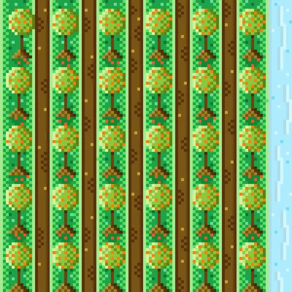 Oranje Tuin Pixel Kunst Oranje Pixel Kunst Vectorafbeelding — Stockvector