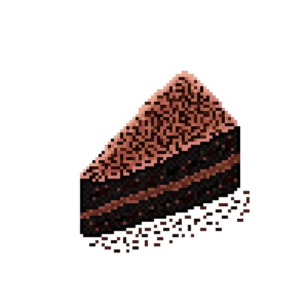Chocoladetaart Pixel Kunst Vector Illustratie Valentijnsdag Icoon Chocoladetaart — Stockvector