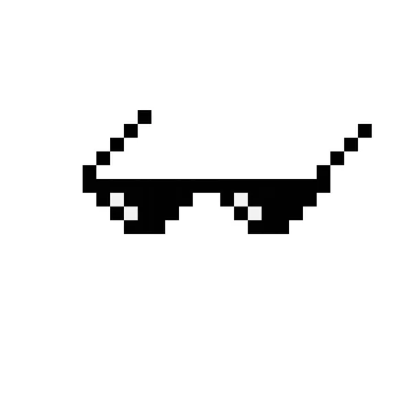 Czarny Okulary Pixel Art — Wektor stockowy