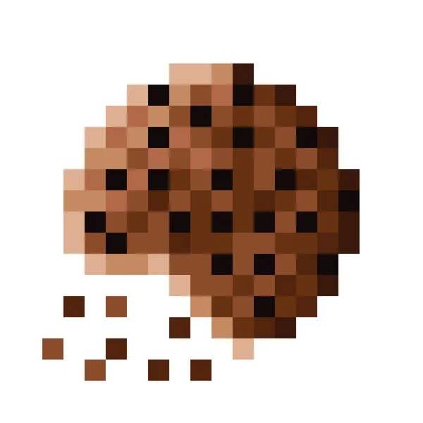 Cioccolato Chip Cookies Pixel Art Immagine Vettoriale — Vettoriale Stock