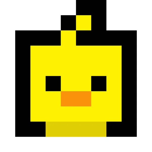 鸭子像素艺术 矢量图片 皮克斯艺术风格的黄鸭图标 矢量说明 — 图库矢量图片