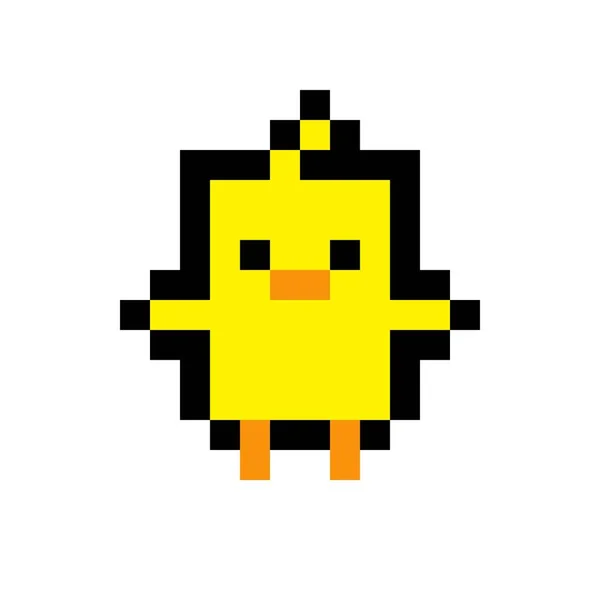 Pato Pixel Art Imagem Vetorial Ícone Pato Amarelo Estilo Arte — Vetor de Stock