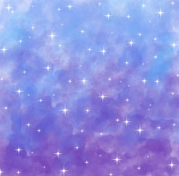 Blue Purple Abstract Watercolor Sky Star Background — ストック写真