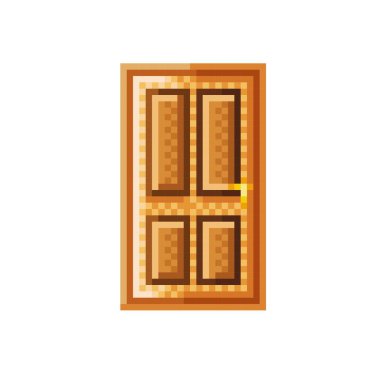 Tahta kapı. Piksel sanat, ahşap kapı vektörü.