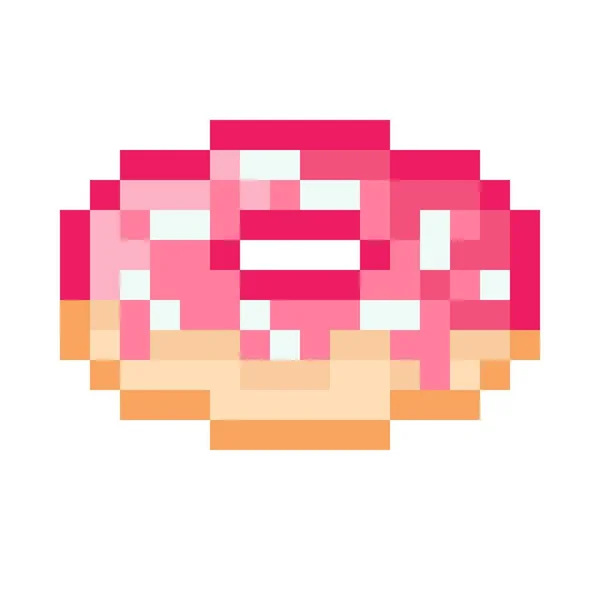 Donut Pixel Art Vector Illustration - Stok Vektor