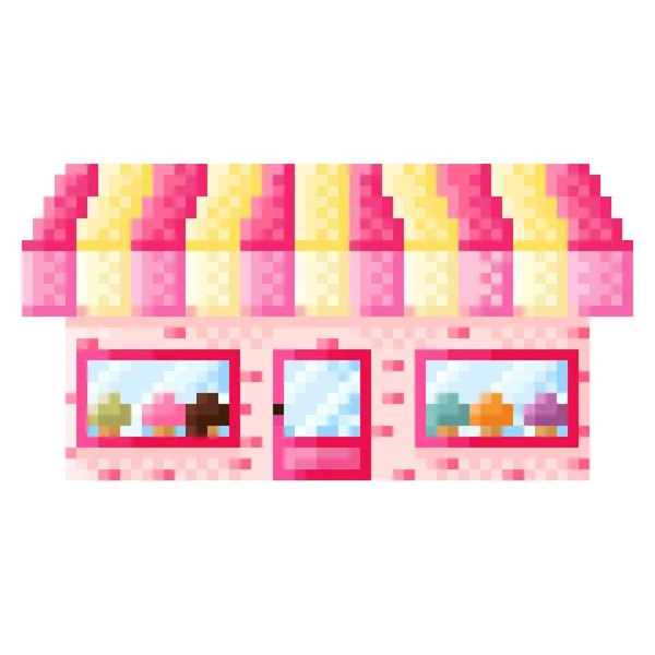 Ice Cream Shop Pixel Art Shop Icon Pixel Art Vector — Stock Vector