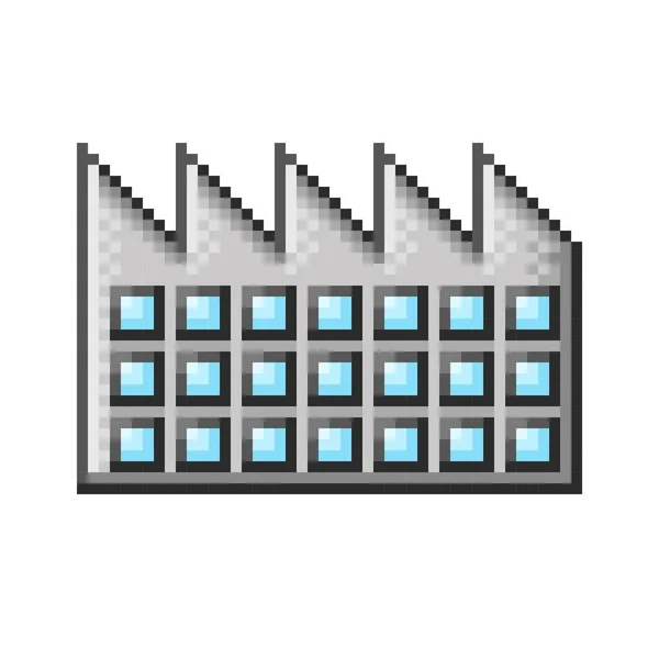 Costruire Pixel Art Pixel Art Fabbrica Edificio Delle Icone Illustrazione — Vettoriale Stock