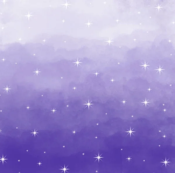 Purple Abstract Watercolor Sky Star Background — ストック写真