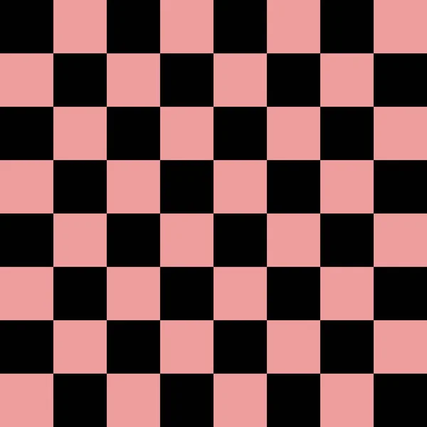 Pinkfarbenes Und Schwarzes Schachbrett Mit Nahtlosem Hintergrund Vektorillustration — Stockvektor