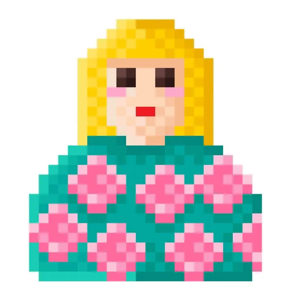 Scene Character Pixel Art Vector Illustration Woman Rose Pixel Art — Image vectorielle