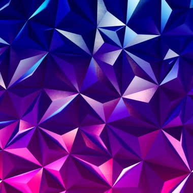 Soyut mavi ve mor düşük poli üçgen geometrik arkaplan. 3d oluşturma.