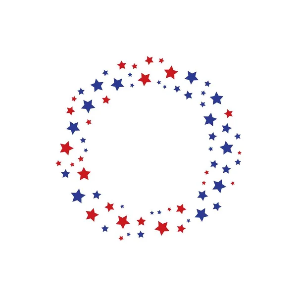 Red Blue Geometric Stars Shapes Consisting Spherical Geometric Particles Frame — Stockový vektor