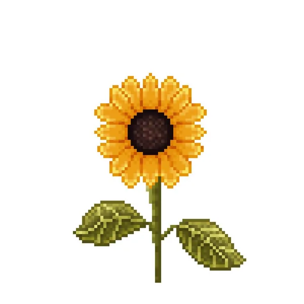 Sunflower Icon Pixel Art — Wektor stockowy