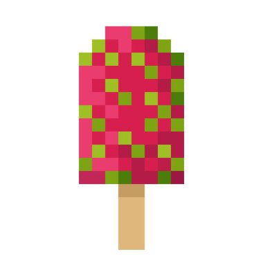 Ejderha meyveli dondurma piksel sanatı. Vektör illüstrasyonu.