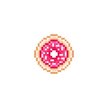 Donut pixel art. vector illustration.