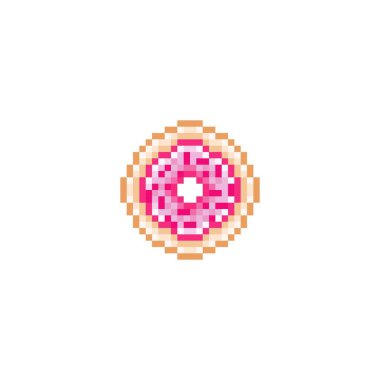Donut pixel art. vector illustration.