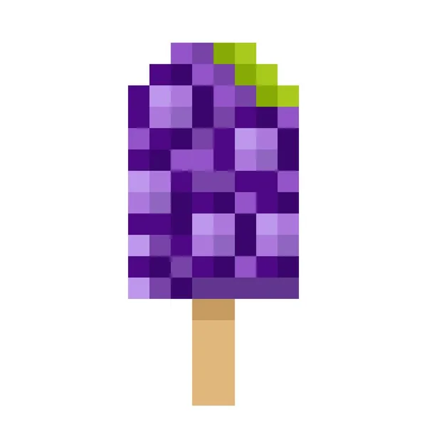 Grape Ice Cream Stick Pixel Art Vector Illustration — Vettoriale Stock