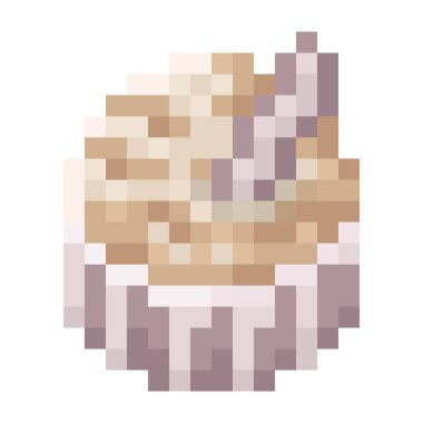 Vanilyalı dondurma kupası pikseli. Vektör illüstrasyonu.