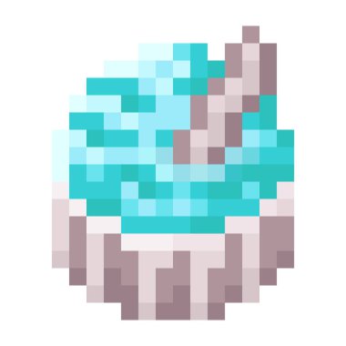 Naneli dondurma bardağı pikseli. Vektör illüstrasyonu.