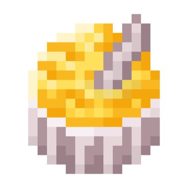 Limonlu dondurma kupası pikseli. Vektör illüstrasyonu.