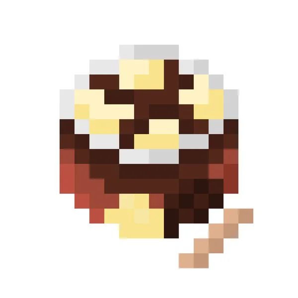 Chocolate Vanilla Ice Cream Cup Pixel Art Vector Illustration - Stok Vektor