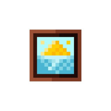 Güneş fotoğraf çerçevesi piksel sanatı.