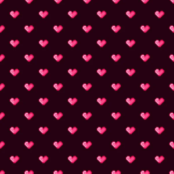 Pixelkunst Mit Herzmuster Nahtloses Muster — Stockvektor