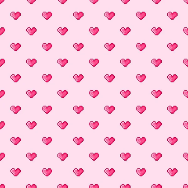 Пиксельный Рисунок Сердца Бесшовный Рисунок — стоковый вектор