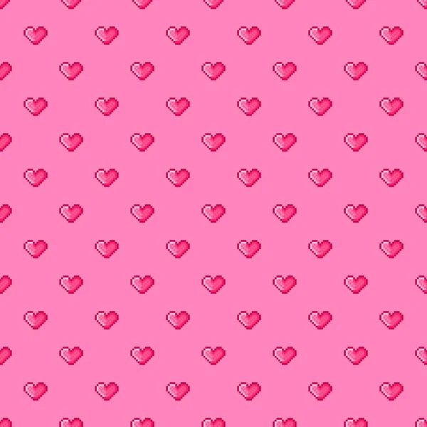 Heart Pattern Pixel Art Seamless Pattern — Vettoriale Stock