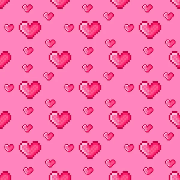 Heart Pattern Pixel Art Seamless Pattern — Stockvektor