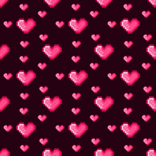 Heart Pattern Pixel Art Seamless Pattern — Stockvektor
