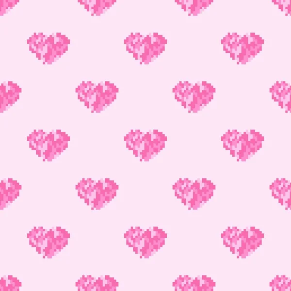 Heart Pattern Pixel Art Seamless Pattern — Stockový vektor