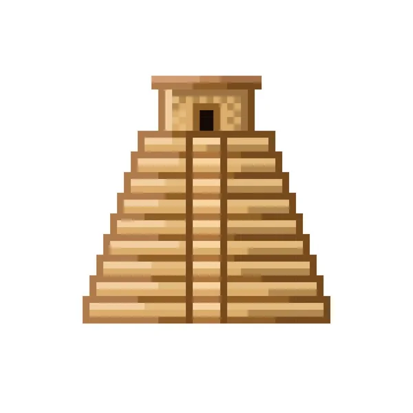 Mayan Pyramid Pixel Art Architecture Icon Vector Illustration — Stock Vector