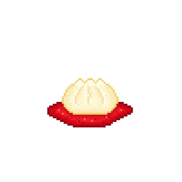 Steamed Bun Pixel Art Food Asian Pixel Art Vector Illustration — Stock vektor