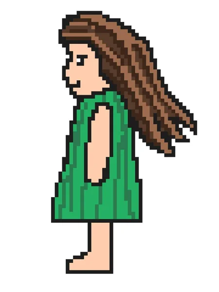 Scène Pixel Art Personnage Caractère Icône Icône Fille — Photo