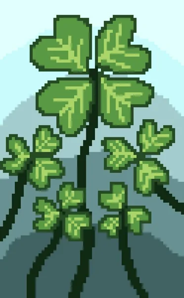 Pixel four-leaf. Logo pattern four-leaf image.