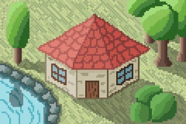 House Pixel Art Icon House House Isometric Medieval House Home — 图库照片
