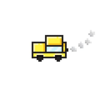 Araba pikseli. Araba çizgi filmi. Vektör illüstrasyonu.