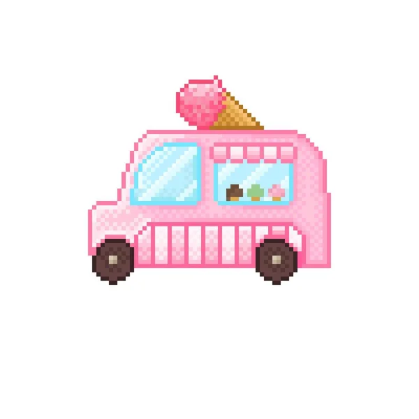 Ice Cream Truck Pixel Art — Vetor de Stock